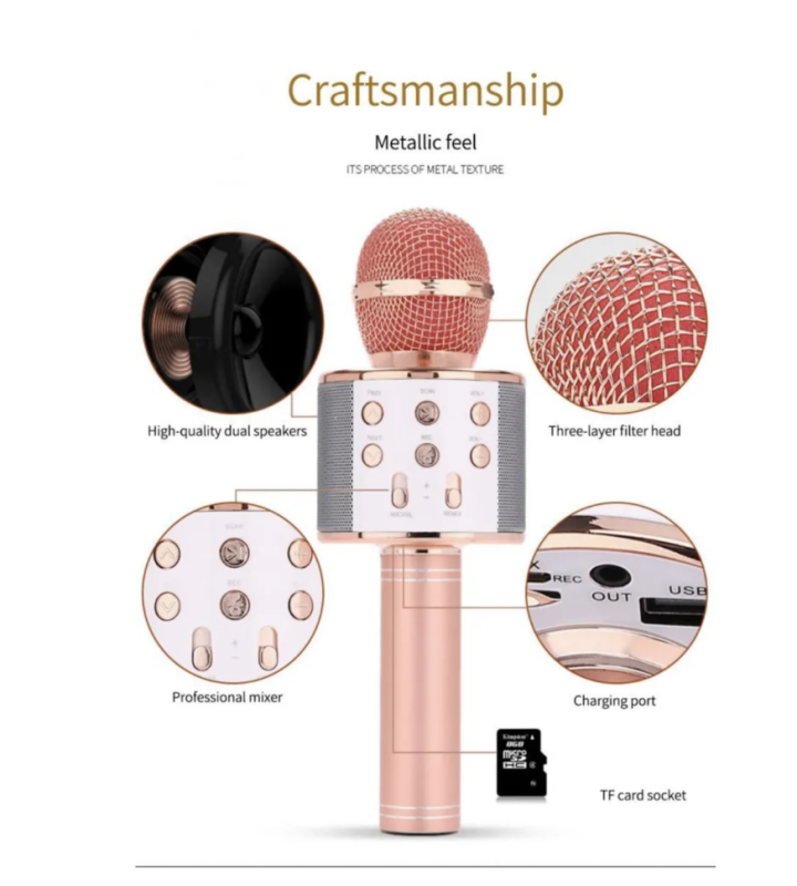 Караоке Микрофон со встроенным динамиком (цвет в ассортименте)