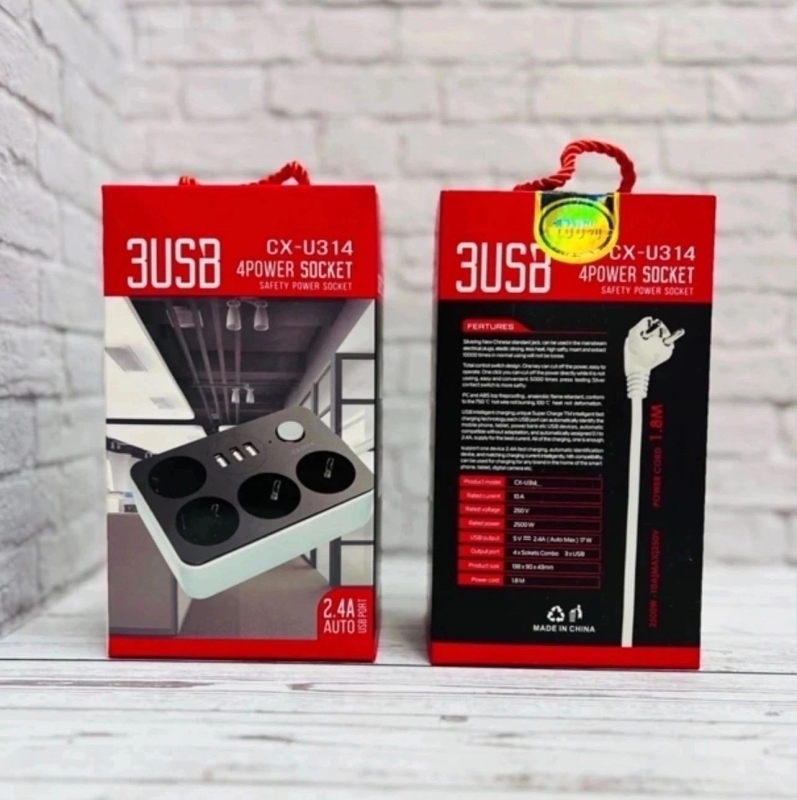 Сетевой фильтр на 4 розетки + 3USB