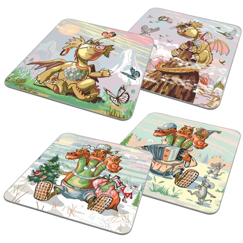 Доска разделочная Дракон весельчак 18х18 см (ассортимент)