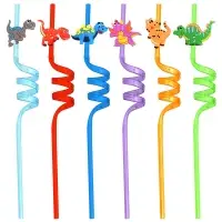 Трубочки для коктейлей Динозаврики набор 6 шт