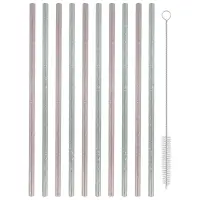 Трубочки для коктейля Блестки 10 шт с ершиком
