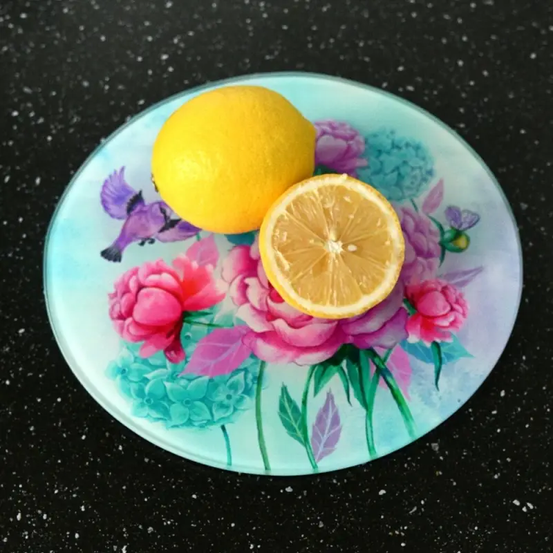 Доска разделочная Пионы и птички 20 см