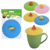 Силиконовая крышка присоска для чашек и банок Фруктовый ломтик (ассортимент)