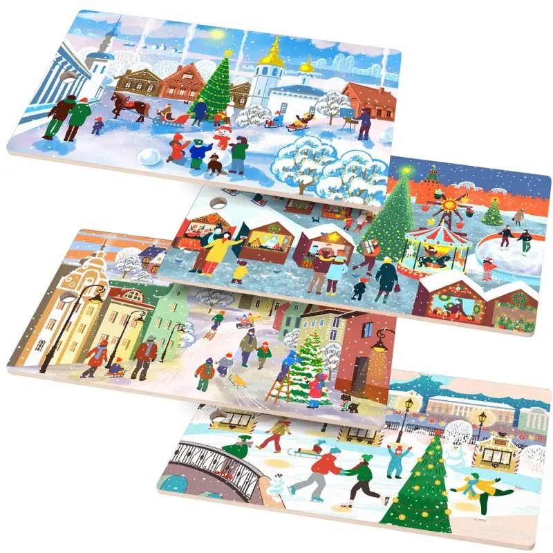 Разделочная доска Зимние города 29х17см (ассортимент)