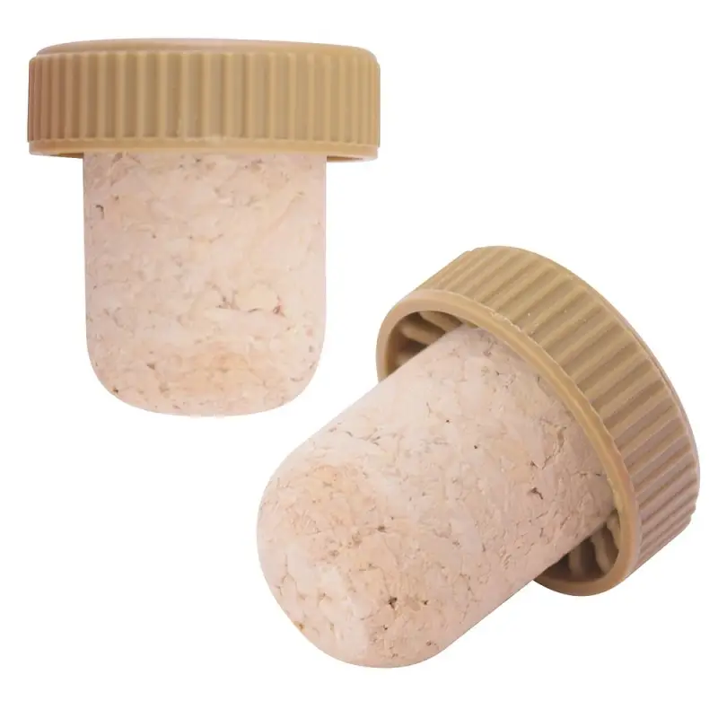 Пробка для бутылок Натуральная с пластмассовой частью 2 шт (ассортимент)