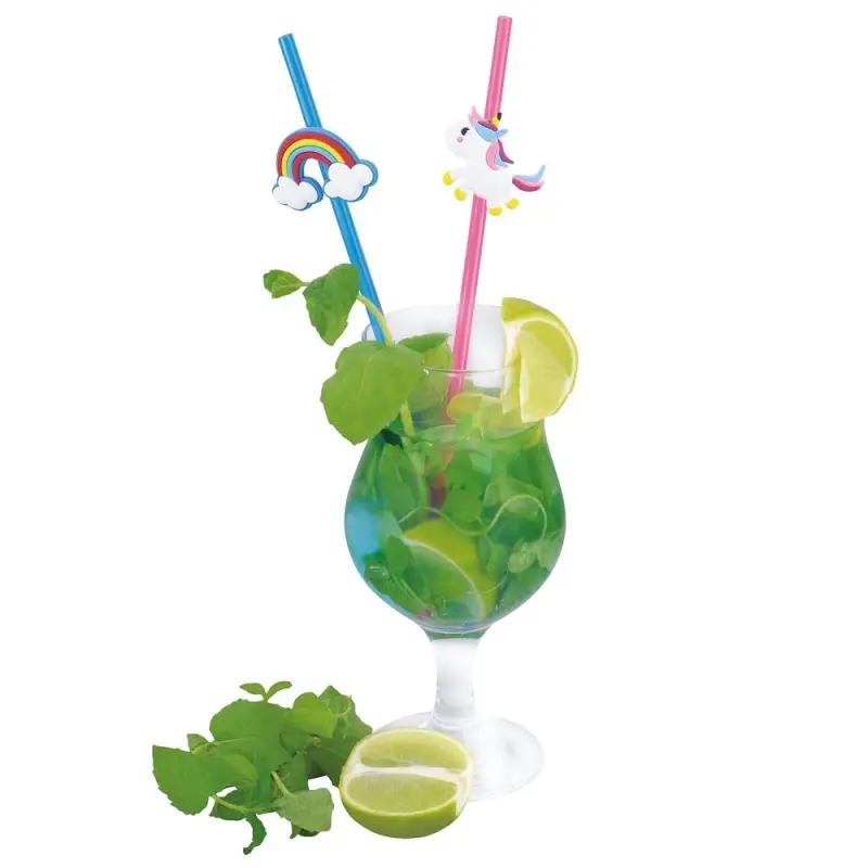 Трубочки для коктейля Радужные единорожки 4 шт