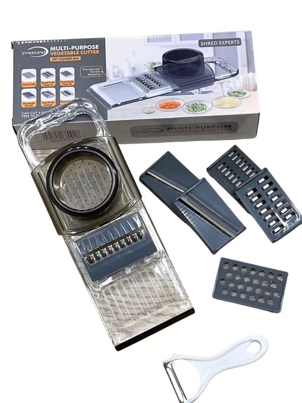 Овощерезка ручная с 6 насадками и ручкой держателем