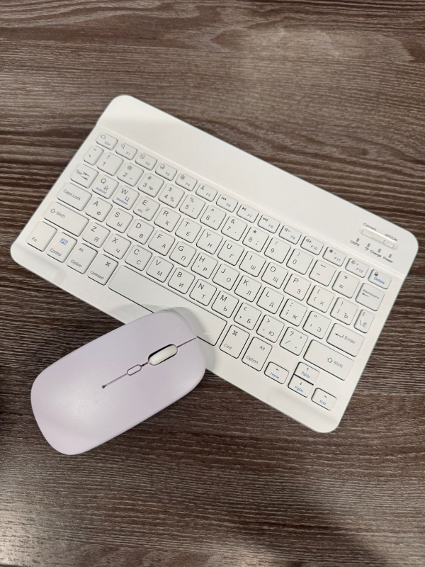 Клавиатура и мышь беспроводные для телефона и компьютера (белый)