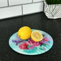 Доска разделочная Пионы и птички 20 см