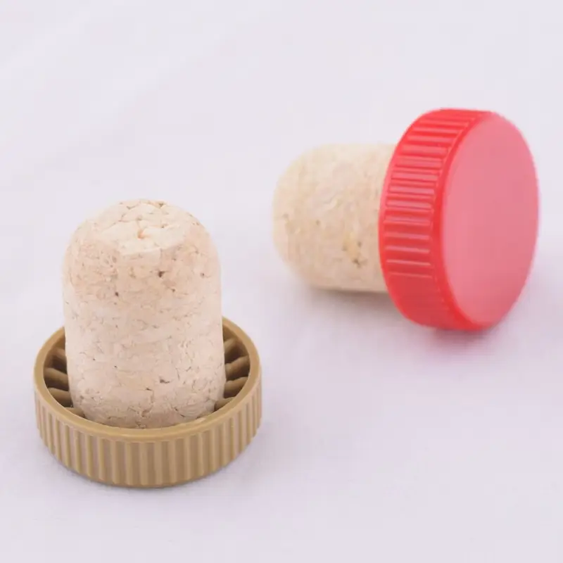 Пробка для бутылок Натуральная с пластмассовой частью 2 шт (ассортимент)