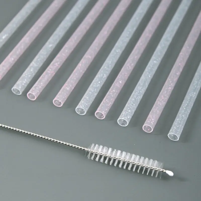 Трубочки для коктейля Блестки 10 шт с ершиком