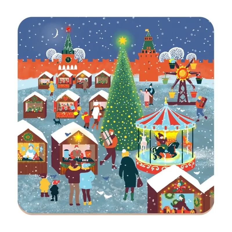 Подставка под горячее Зимние города 14х14см