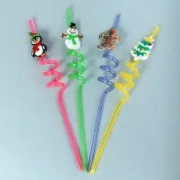 Трубочки для коктейля Новогодние игрушки 4 шт