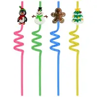 Трубочки для коктейля Новогодние игрушки 4 шт