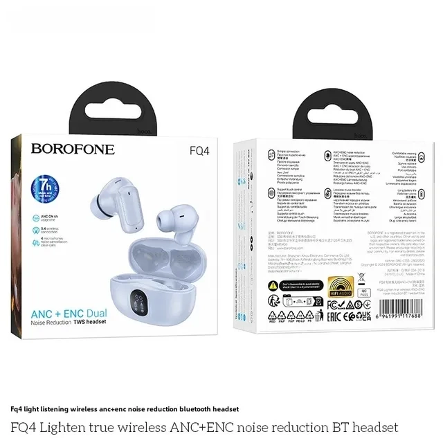 Беспроводные наушники BOROFONE FQ4 голубые