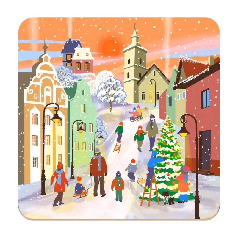 Подставка под горячее Зимние города 14х14см