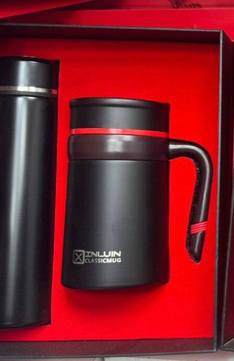 Подарочный набор с термокружкой и термосом черный