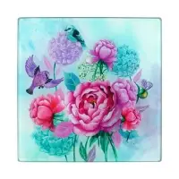 Доска разделочная Пионы и птички 18х18 см