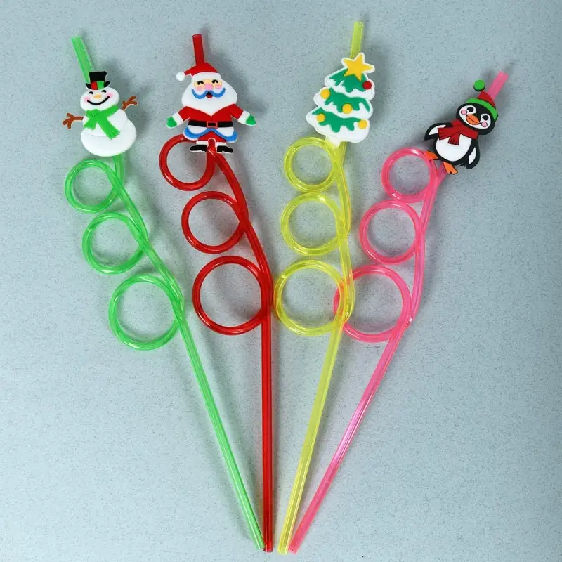 Трубочки для коктейля Зимний лес 4 шт