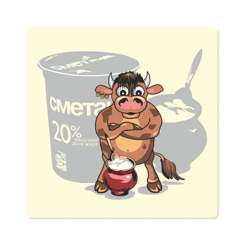 Подставка под горячее Забавный бычок 14х14см (ассортимент)