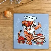 Доска разделочная Тигр Кайфолов 18х18 см (ассортимент)