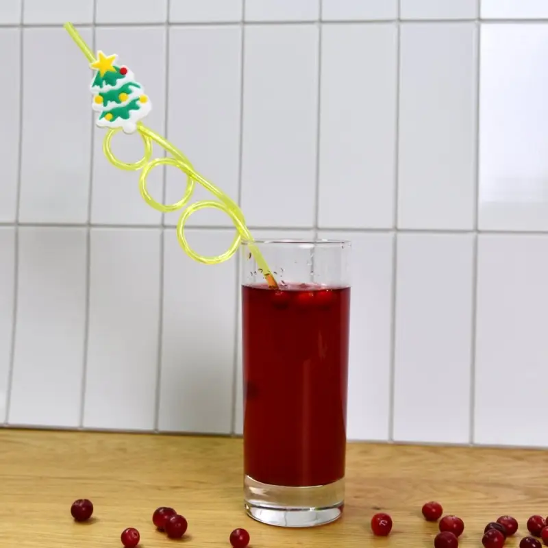 Трубочки для коктейля Зимний лес 4 шт