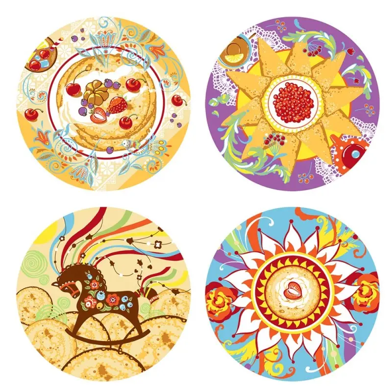 Доска разделочная подставка под горячее Широкая Масленица 20см (ассортимент)