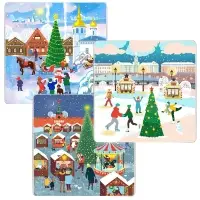 Доска разделочная Подставка под горячее Зимние города 18х18 см (ассортимент)