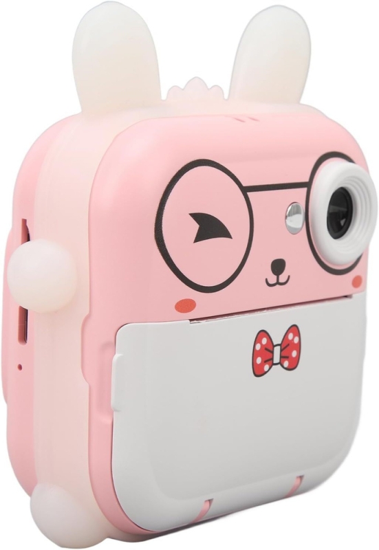 Детская фотокамера с мгновенной печатью Зайка розовый
