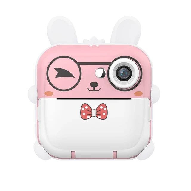 Детская фотокамера с мгновенной печатью Зайка розовый