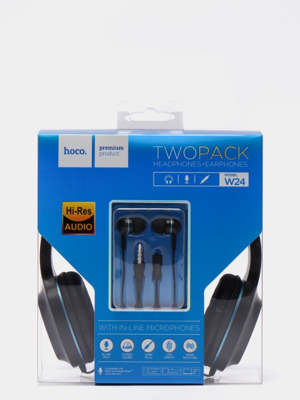 Наушники накладные HOCO W24 черный-голубой