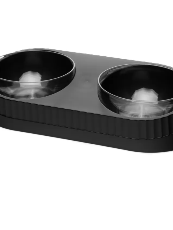 Миска двойная на подставке черная