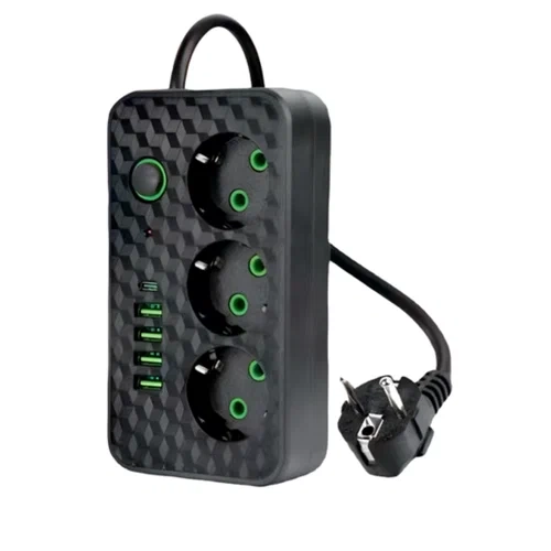 Сетевой фильтр с Type-C и USB на 3 (цвет в ассортименте)