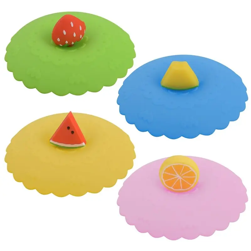 Силиконовая крышка присоска для чашек и банок Фруктовый ломтик (ассортимент)