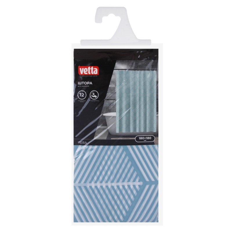 VETTA Шторка для ванной, ПЕВА, 30 г/м2, 180x180 см, Плитка