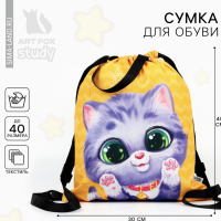 Мешок для обуви &laquo;Малыш котёнок&raquo; два вида ручек, 30 х 40 см