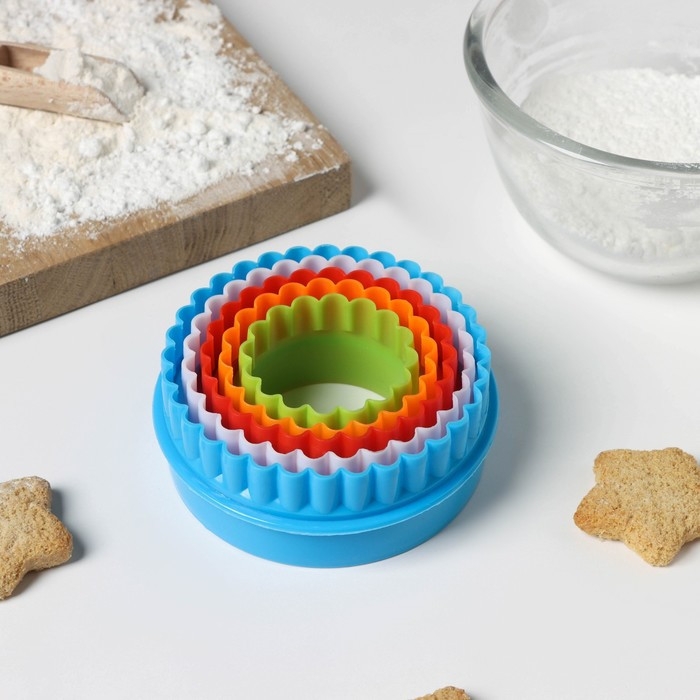 Набор форм для печенья Доляна &laquo;Волна&raquo;, 5 шт, 10&times;10&times;3,5 см, цвет МИКС