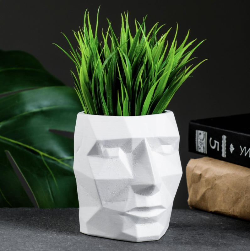 Кашпо - органайзер "Геометрическая голова" белое, 0,15 л / 9х9х7,5см