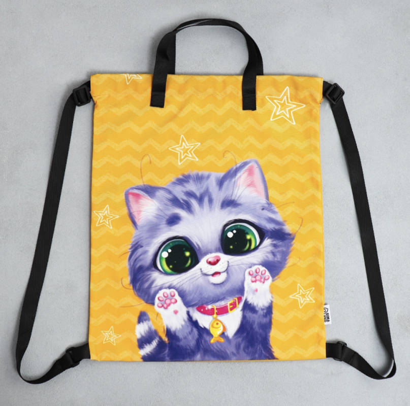 Мешок для обуви &laquo;Малыш котёнок&raquo; два вида ручек, 30 х 40 см