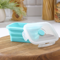 Контейнер складной с крышкой Доляна &laquo;Коста&raquo;, 400 мл, 12,5&times;9&times;6,4 см, цвет бирюзовый