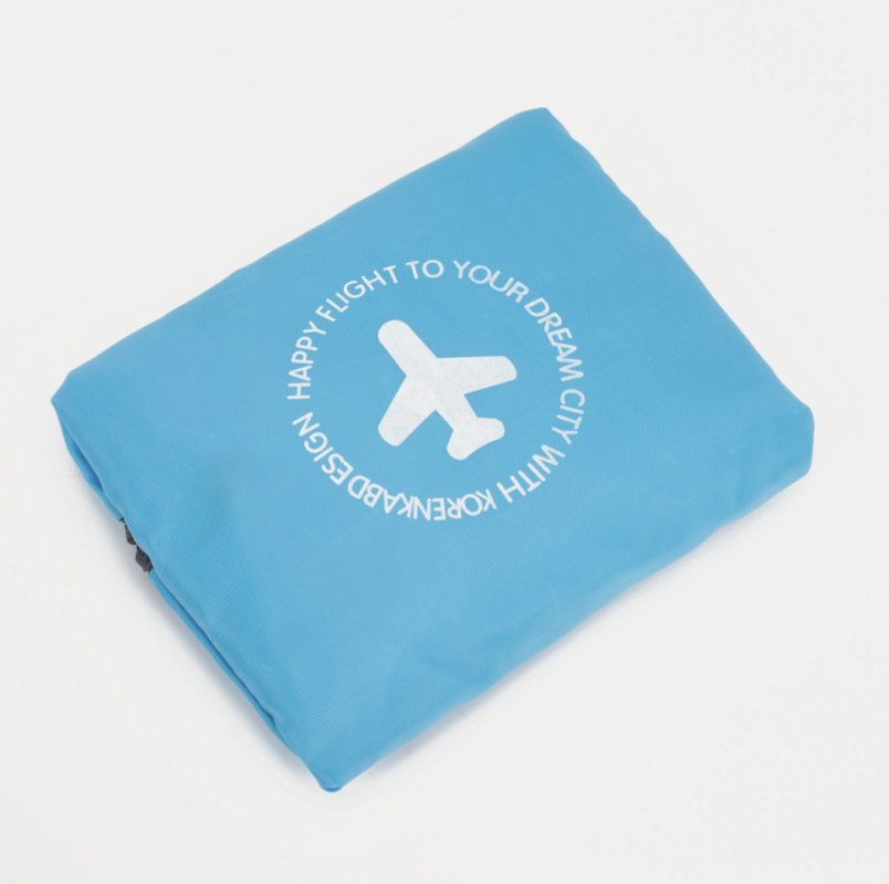 Сумка дорожная на молнии, складная в косметичку, наружный карман, цвет серый/голубой