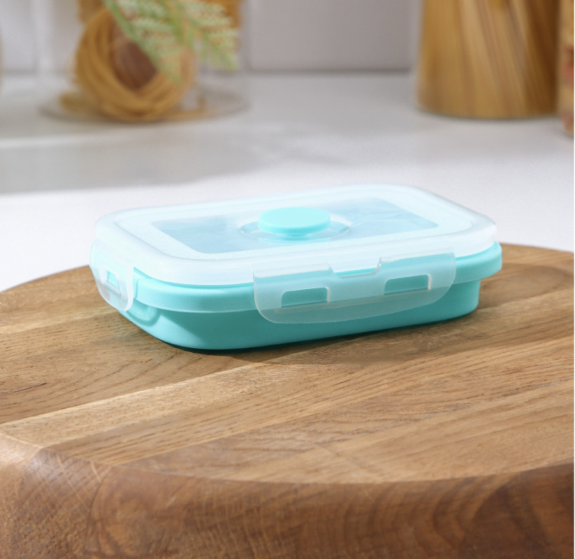 Контейнер складной с крышкой Доляна &laquo;Коста&raquo;, 400 мл, 12,5&times;9&times;6,4 см, цвет бирюзовый