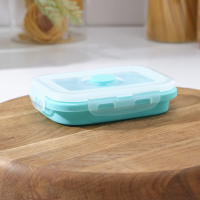 Контейнер складной с крышкой Доляна &laquo;Коста&raquo;, 400 мл, 12,5&times;9&times;6,4 см, цвет бирюзовый