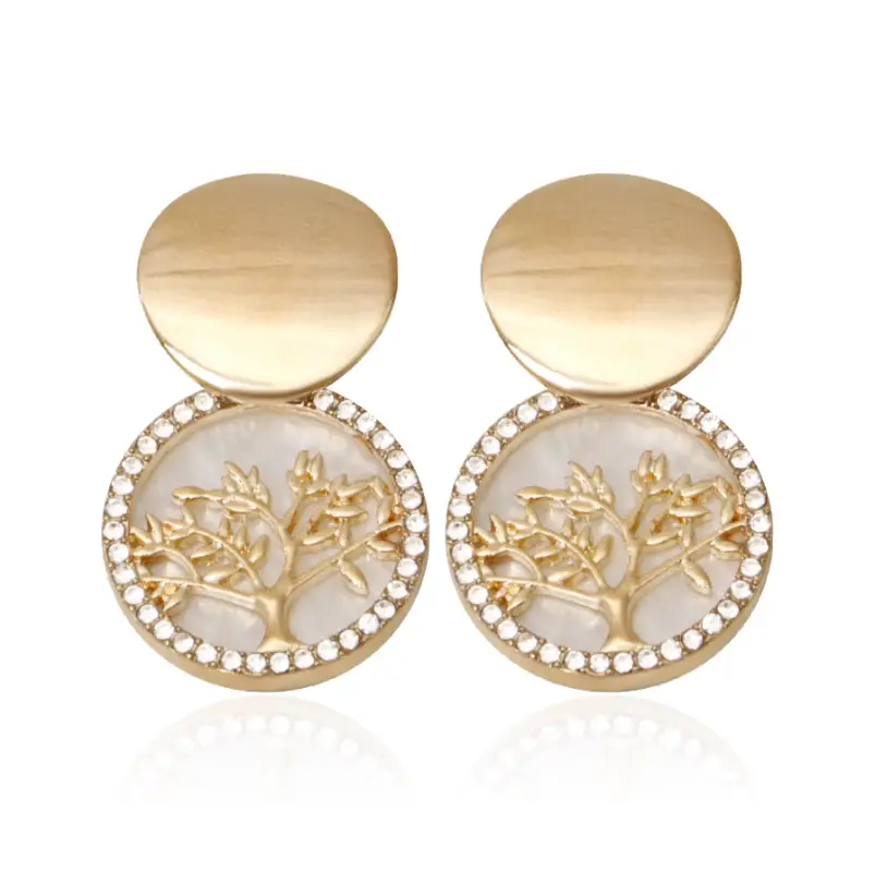 Серьги пусеты Дерево золотистые