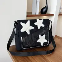 Сумка через плечо с прозрачным карманом черная