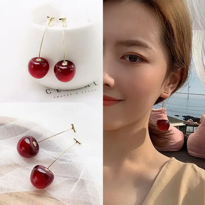 Серьги Вишня золотистые