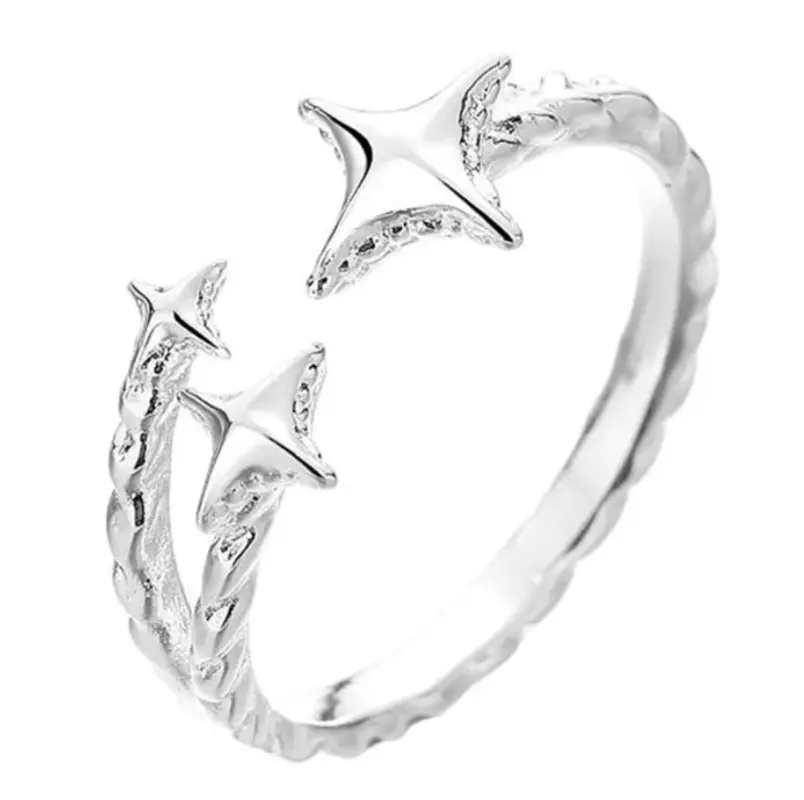 Кольцо Звездочки серебристое