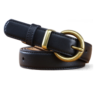 Ремень экокожа черный с золотой пряжкой 115 см