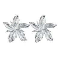 Серьги крупные цветы бижутерия серебристые