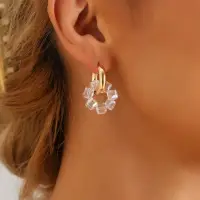 Серьги конго трансформеры с кристаллами золотистые